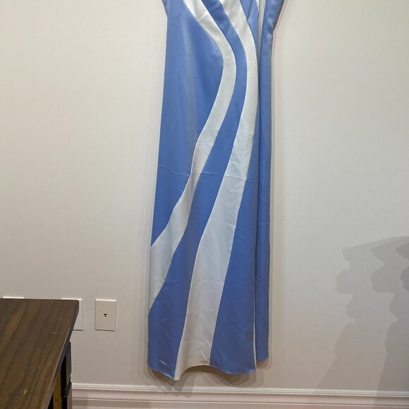 Blue White Satin Maxi Dress NWOT for Prom, Bridesmaid, Wedding - Picture 3 of 7